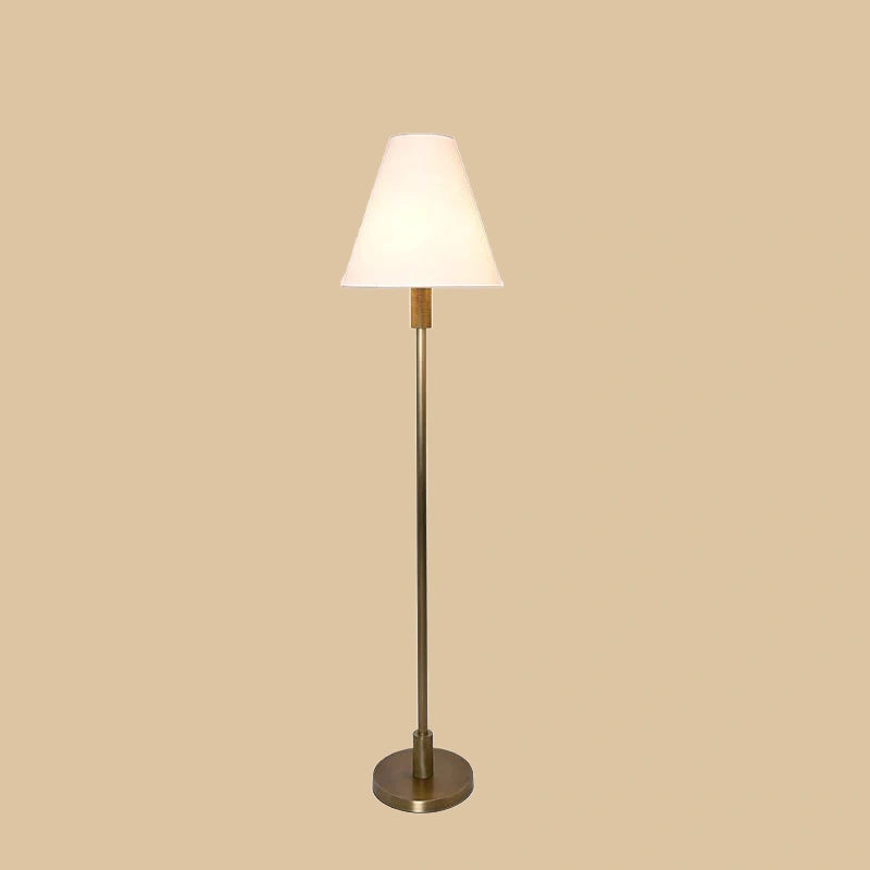 Classic simple knurled metal base fabric lampshade floor lamp
