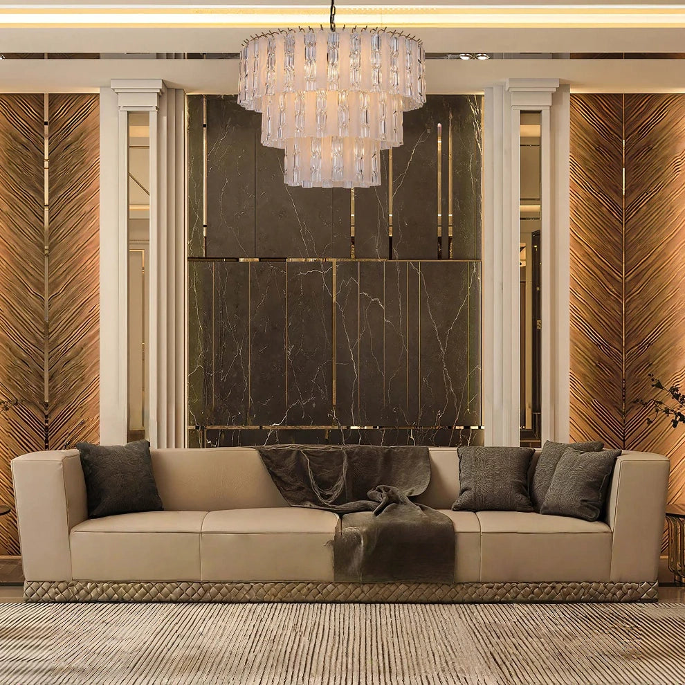 Twisted two-color glass chandelier