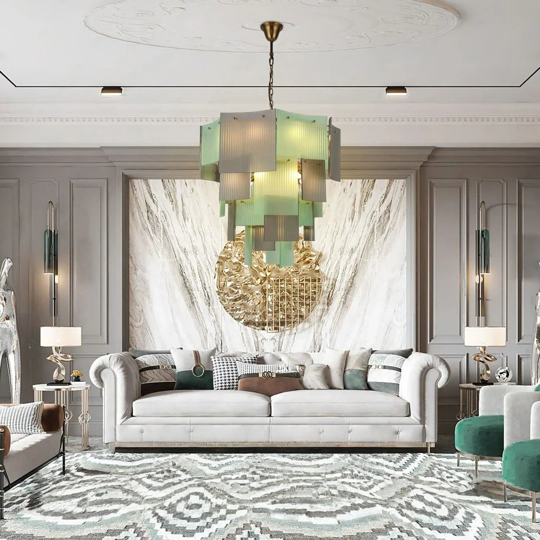 Vertical Textured Glass Chandelier