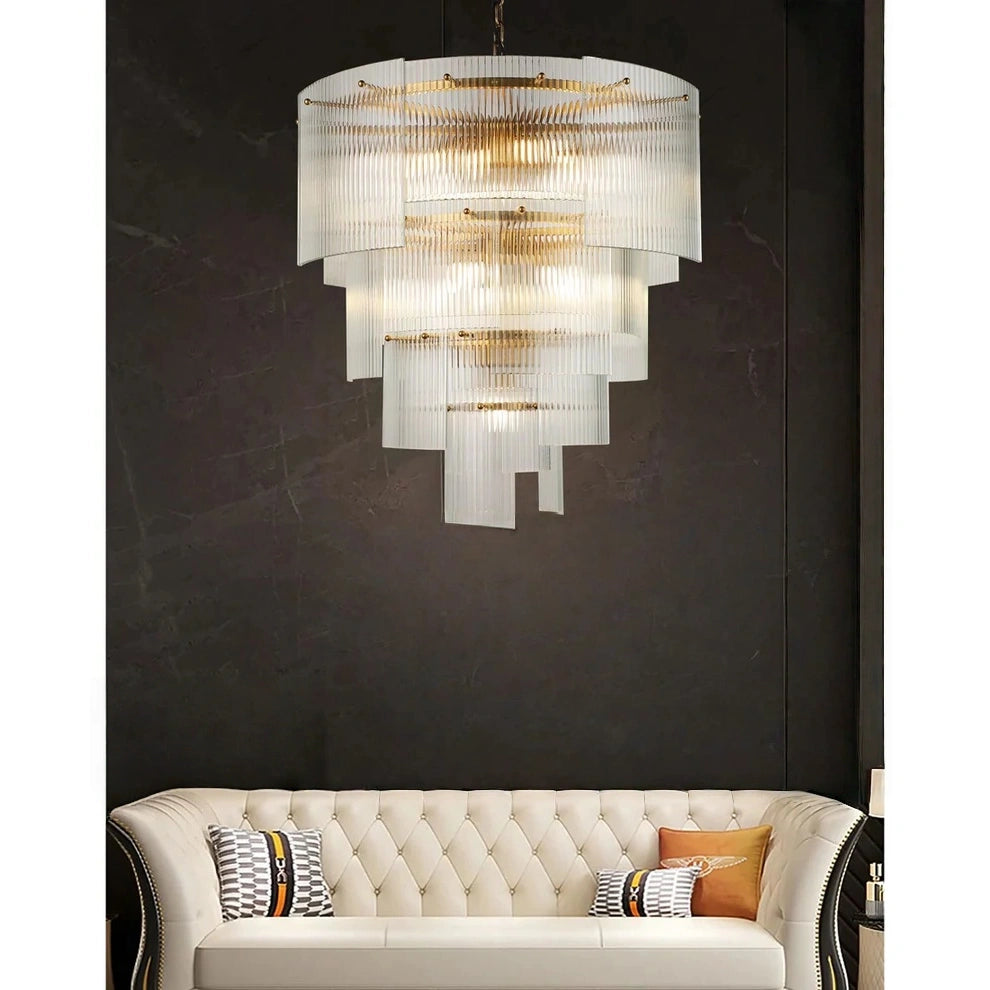 Vertical Textured Glass Chandelier