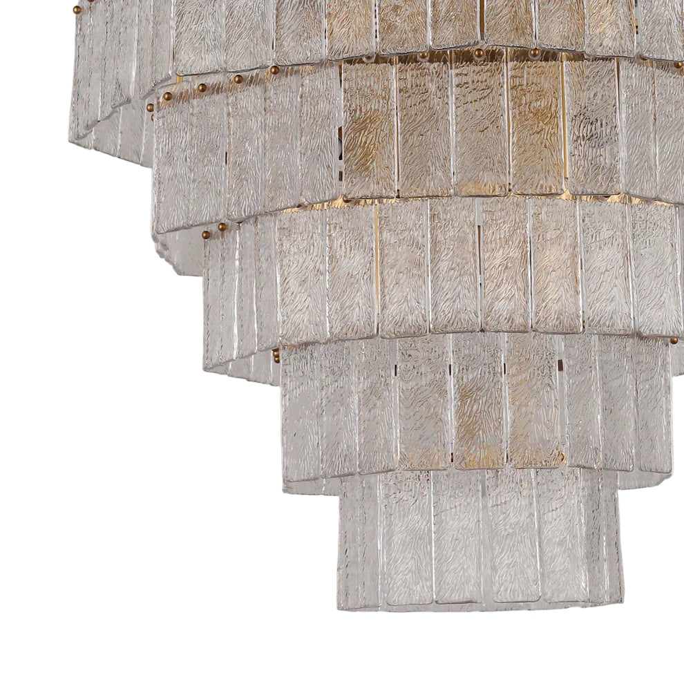 Octagonal glacier glass chandelier