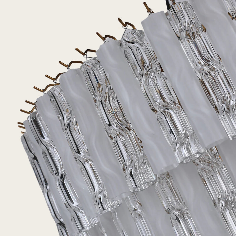 Twisted two-color glass chandelier
