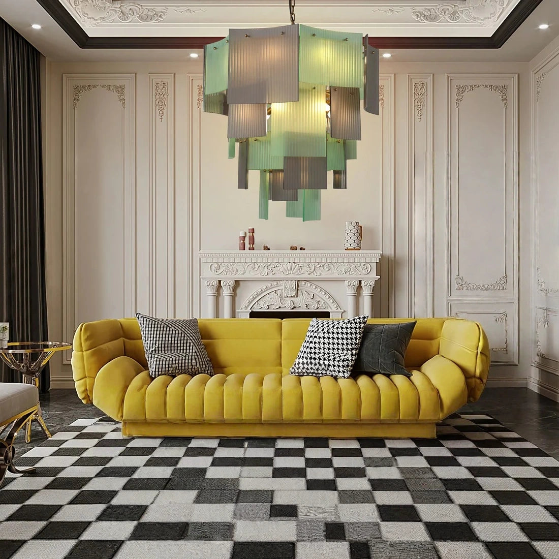 Vertical Textured Glass Chandelier