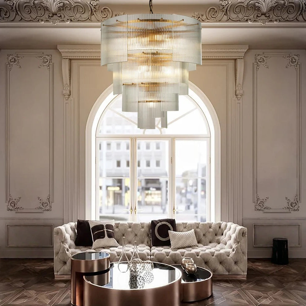 Vertical Textured Glass Chandelier