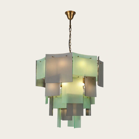 Vertical Textured Glass Chandelier