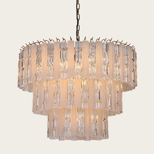 Twisted two-color glass chandelier