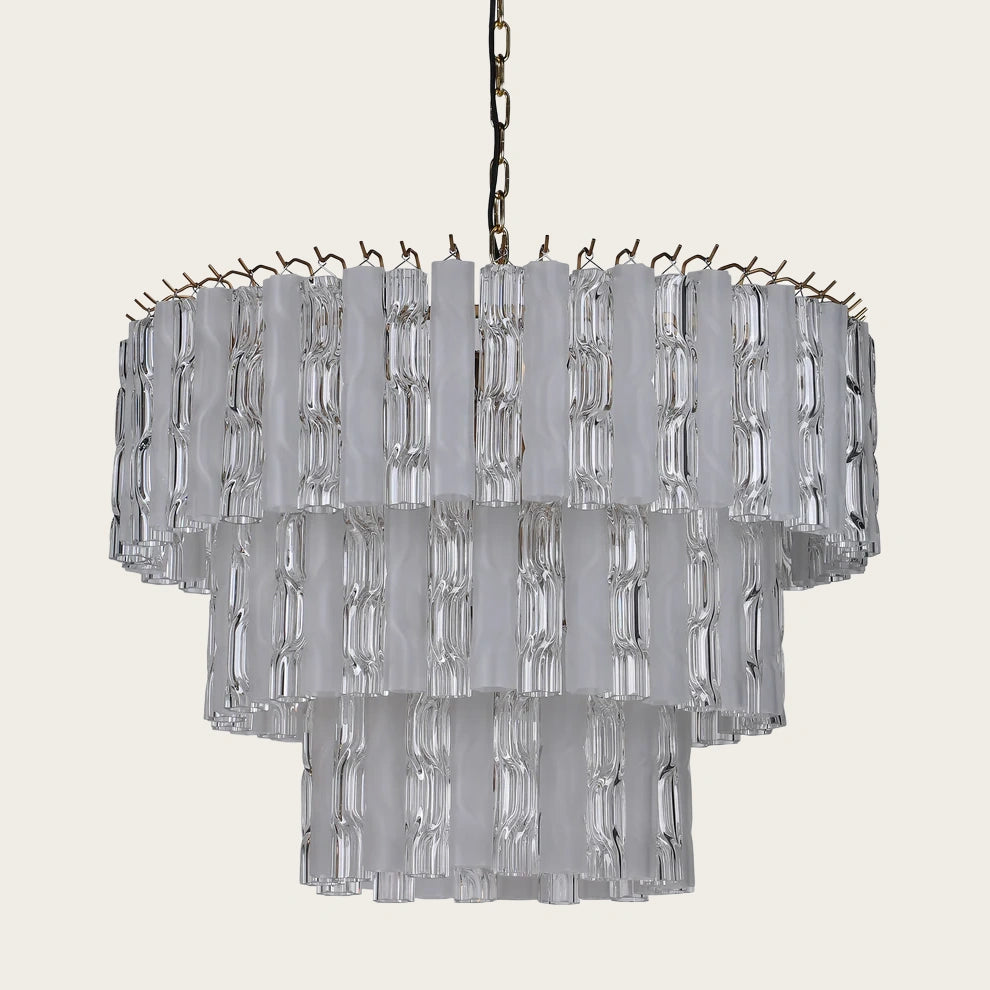 Twisted two-color glass chandelier