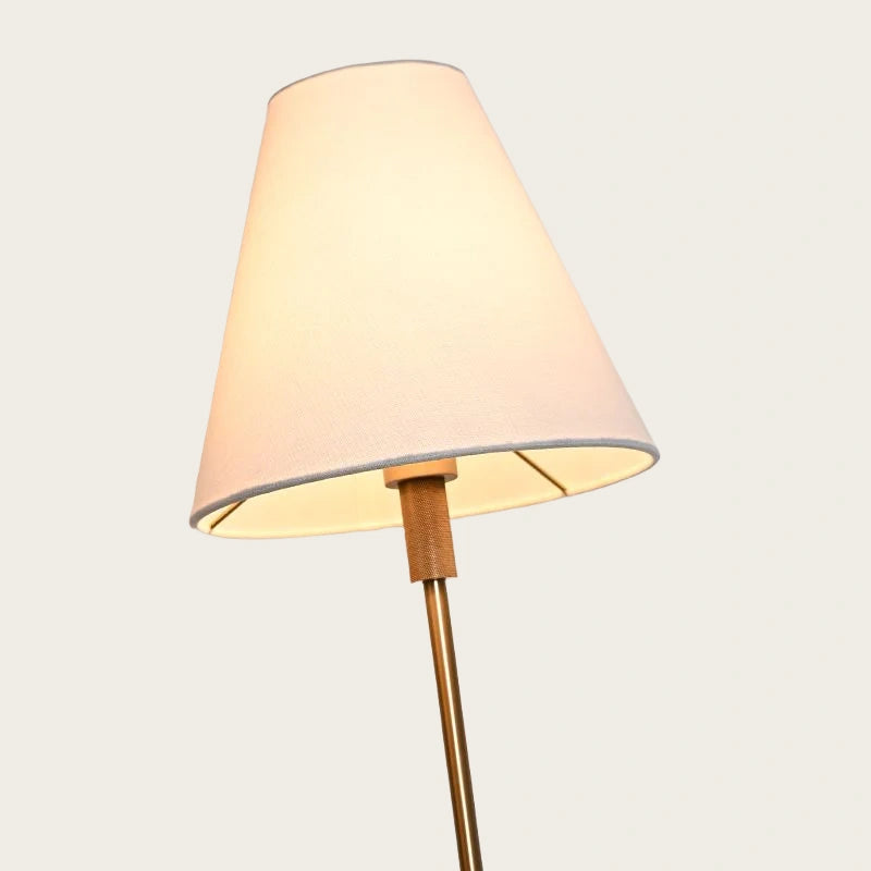 Classic simple knurled metal base fabric lampshade floor lamp