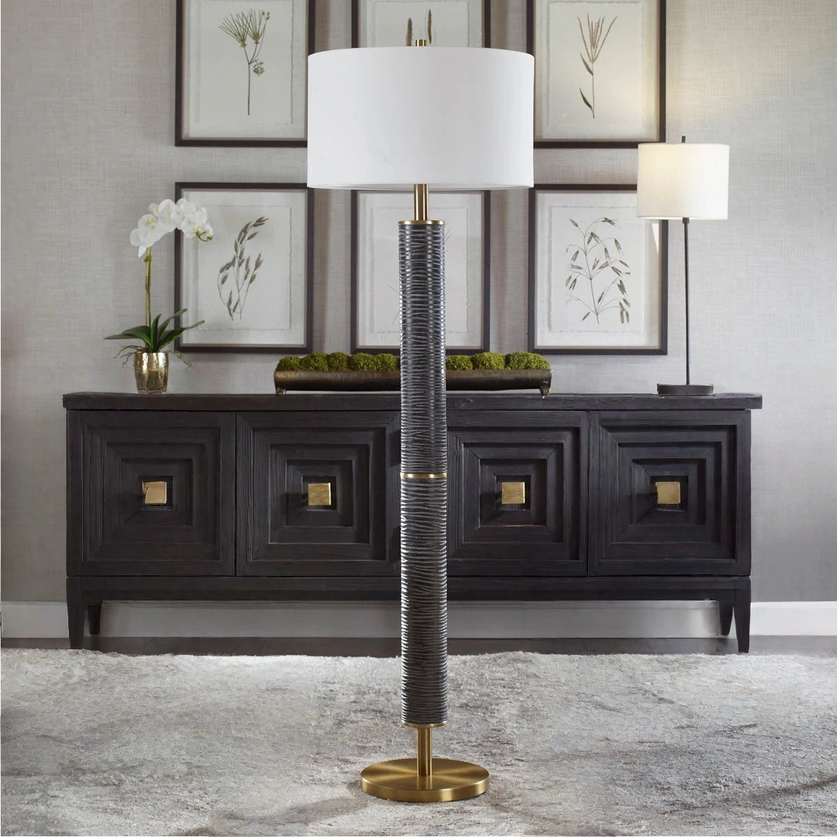 Modern wrought iron antique brass floor lamp